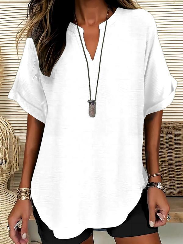 Sophie - Soft-Touch Notched-Neck Blouse