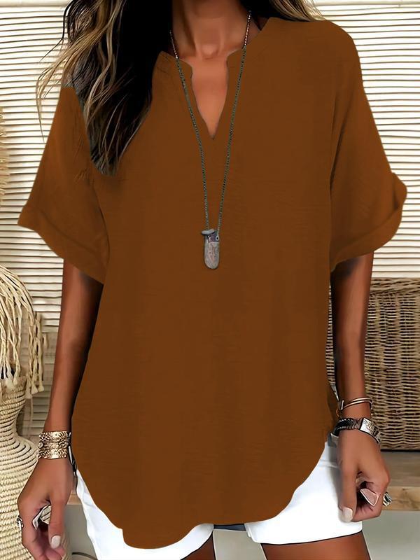 Sophie - Soft-Touch Notched-Neck Blouse