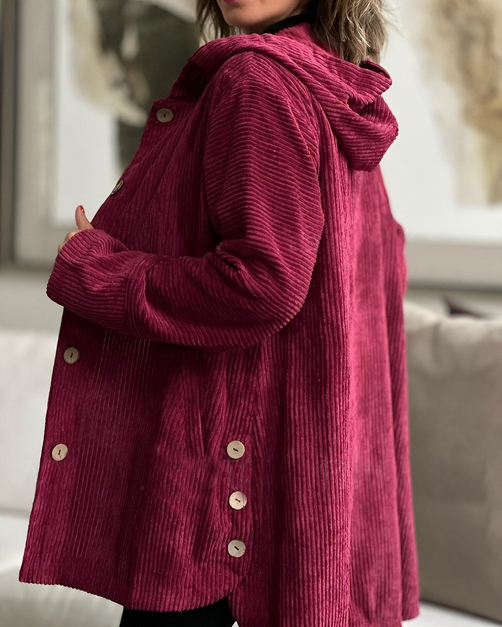 Stella - Cozy Corduroy Hooded Jacket