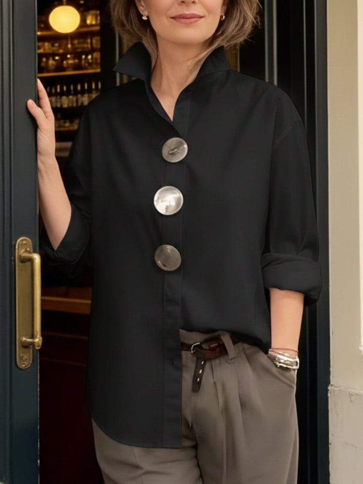 Sophie| Statement Button Stand Collar Blouse