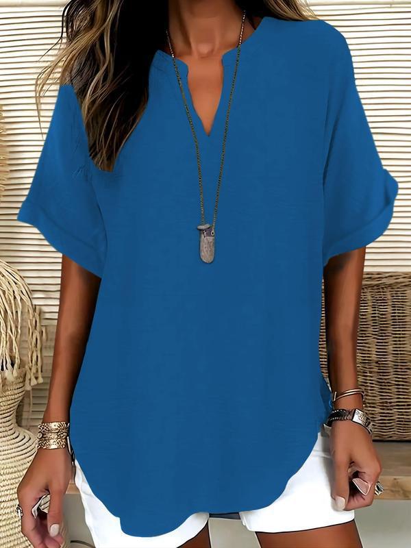 Sophie - Soft-Touch Notched-Neck Blouse