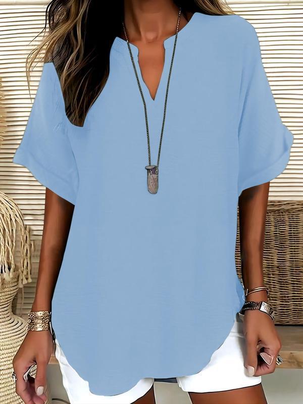 Sophie - Soft-Touch Notched-Neck Blouse