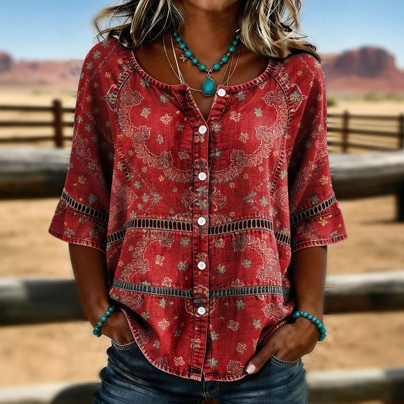 Sophie | Vintage Ethnic Print Blouse