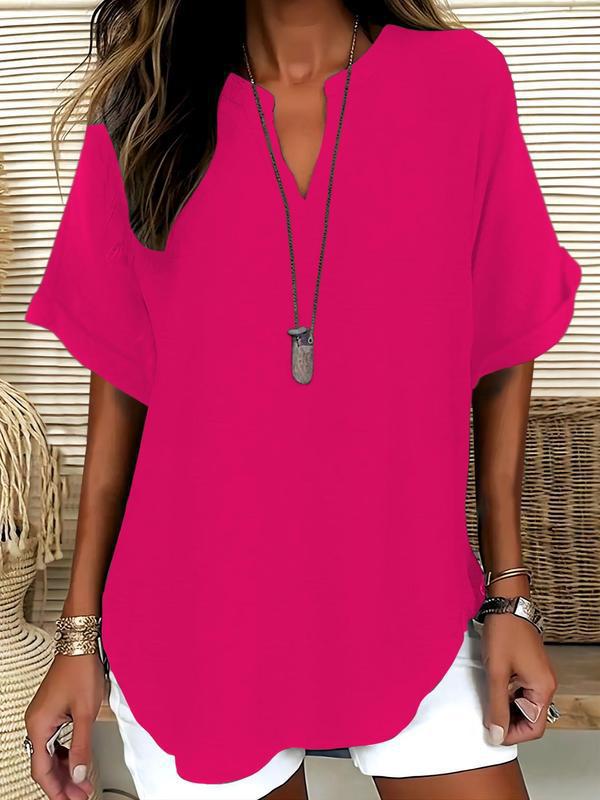 Sophie - Soft-Touch Notched-Neck Blouse