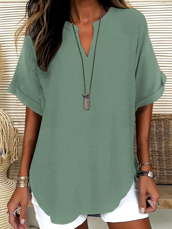 Sophie - Soft-Touch Notched-Neck Blouse