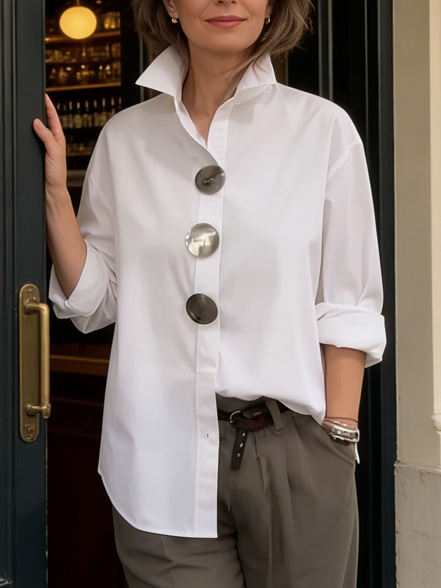 Sophie| Statement Button Stand Collar Blouse