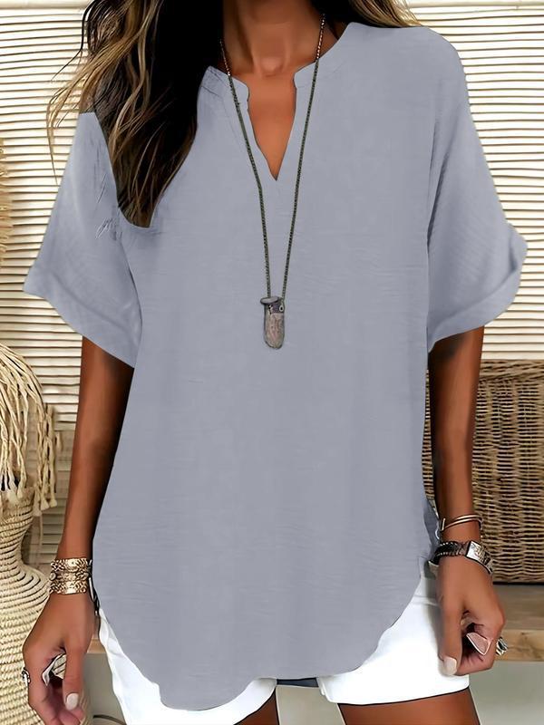 Sophie - Soft-Touch Notched-Neck Blouse