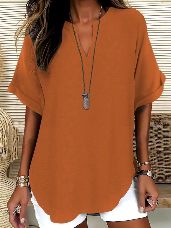 Sophie - Soft-Touch Notched-Neck Blouse