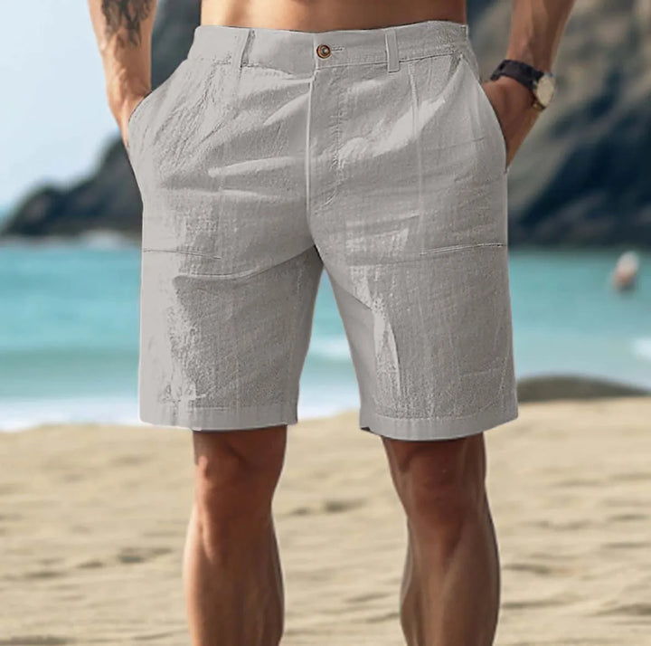 Men’s Linen Blend Resort Shorts | Lightweight Summer Casual with Rolled Hem