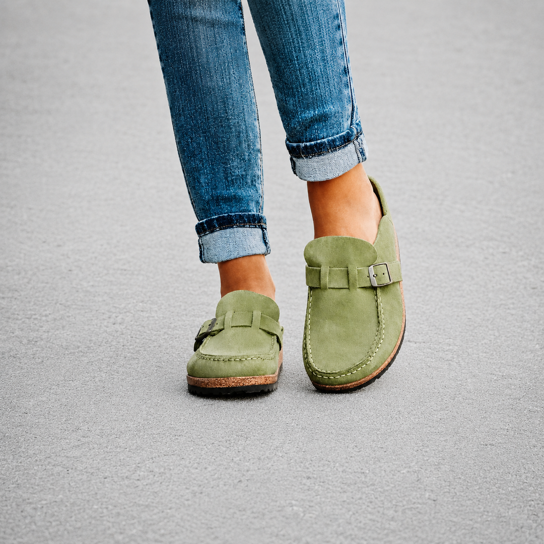 The Everyday Suede Buckle Mule