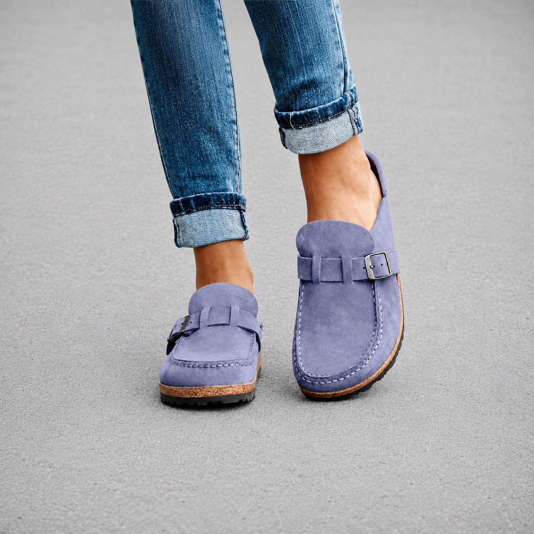 The Everyday Suede Buckle Mule