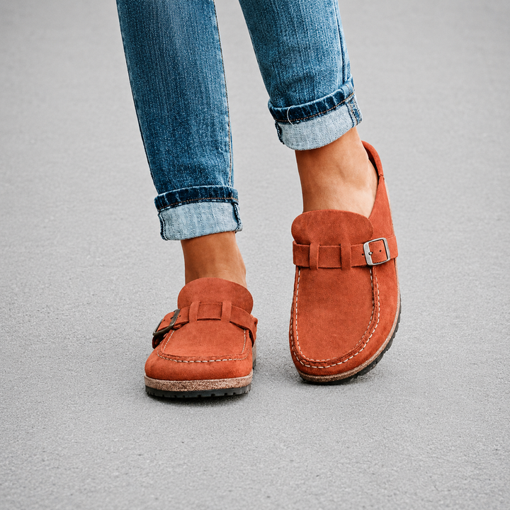 The Everyday Suede Buckle Mule
