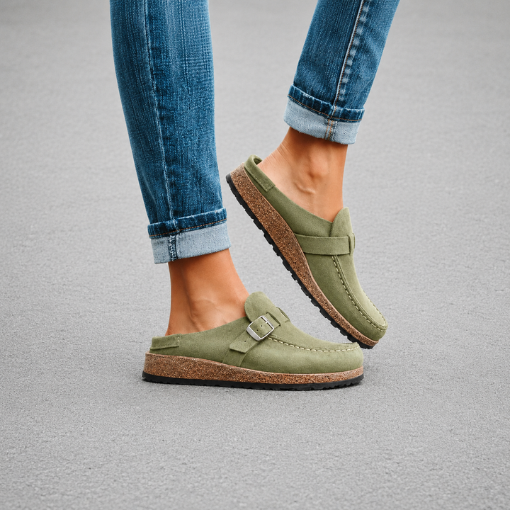 The Everyday Suede Buckle Mule