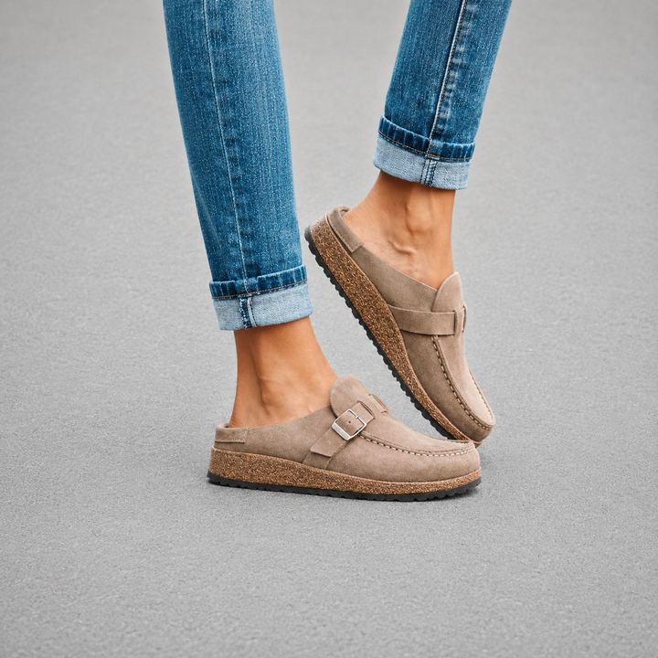 The Everyday Suede Buckle Mule