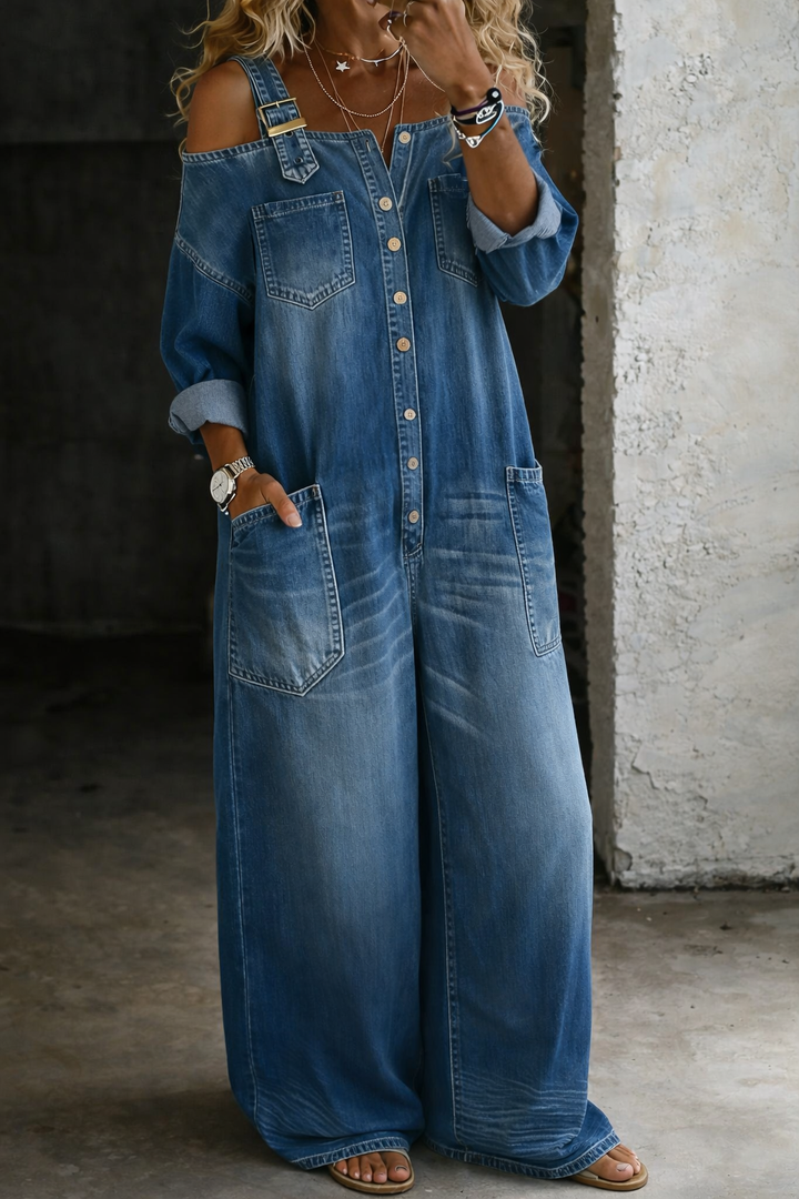 Sophie | Off Shoulder Denim Jumpsuit