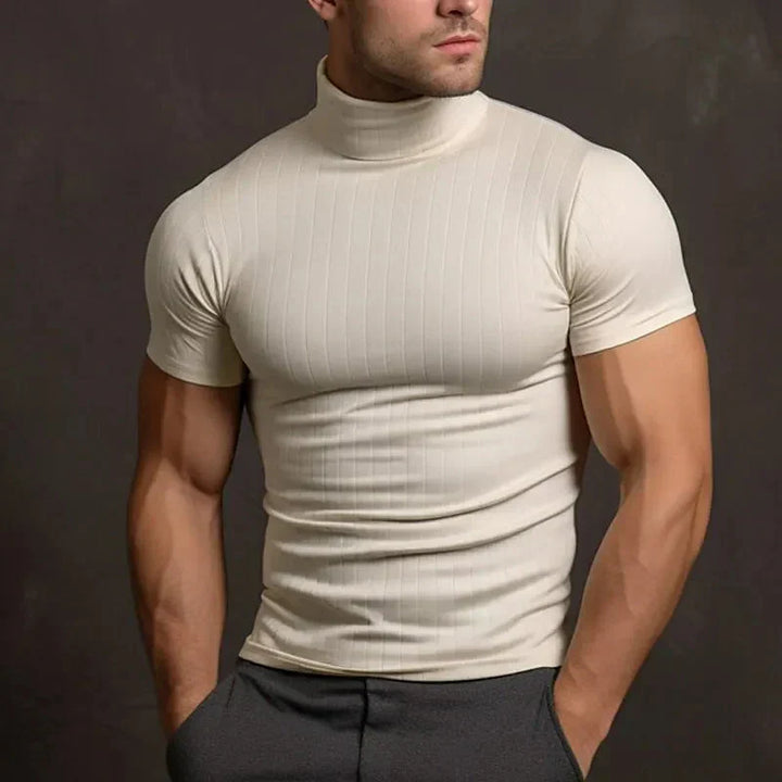 Men’s Short Sleeve Mock Neck Shirt | Slim Fit | Stretch Cotton