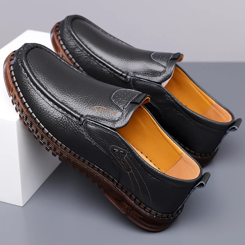 Men’s Leather Slip-On Loafers | Casual Comfort Shoes | Durable Everyday Footwear
