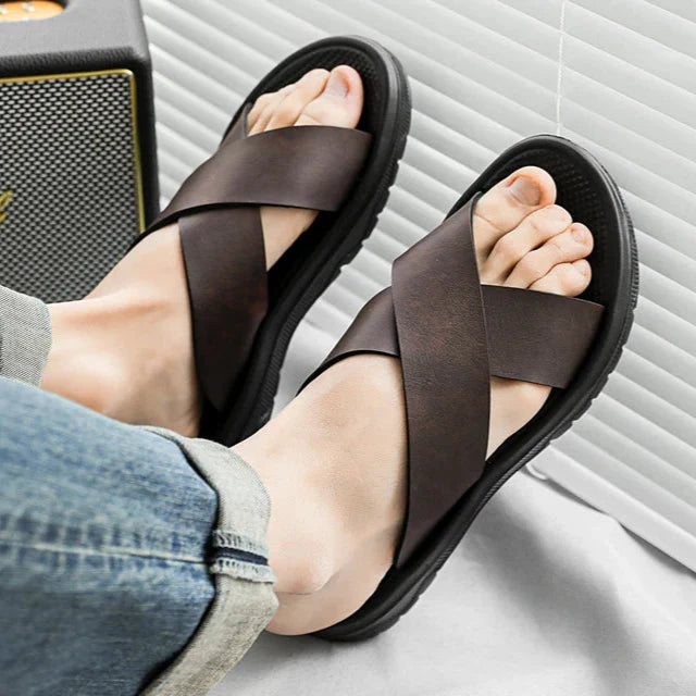 Mavrin Cross Leather Sandals