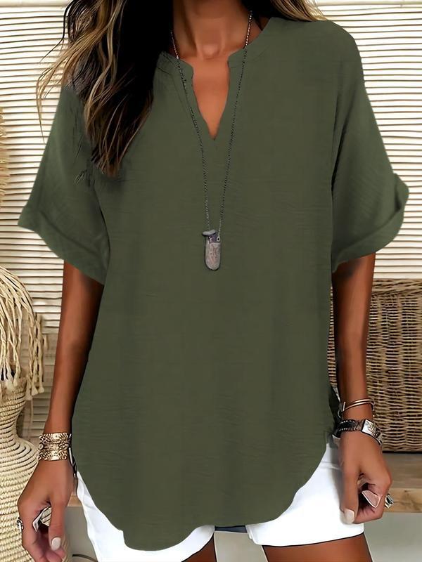 Sophie - Soft-Touch Notched-Neck Blouse