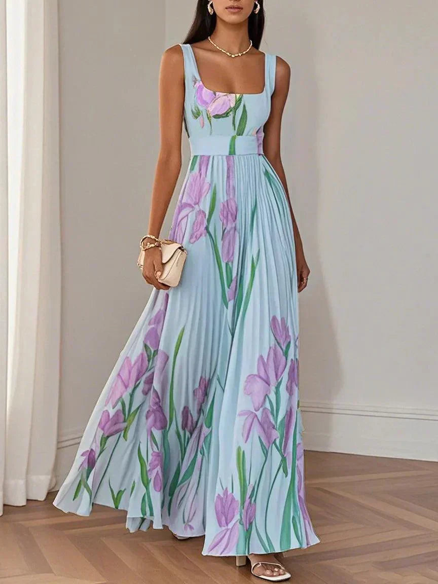 Ella | Floral Pleated Maxi Dress