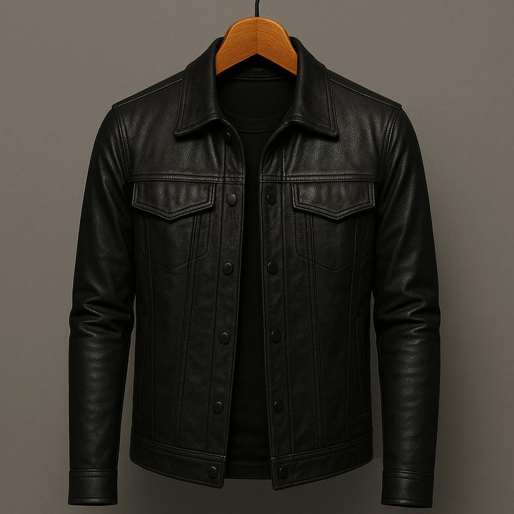 Blake | Classic Leather Trucker Jacket
