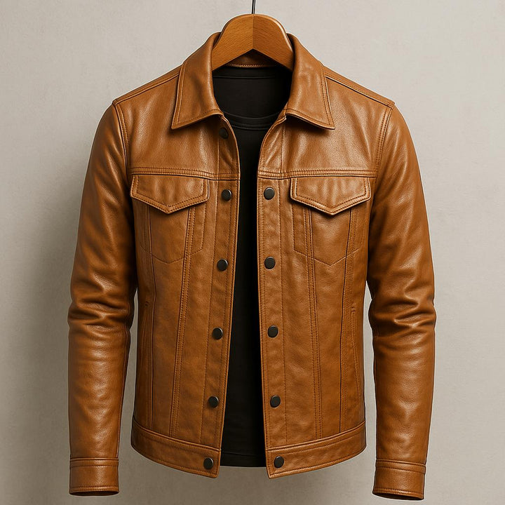 Blake | Classic Leather Trucker Jacket