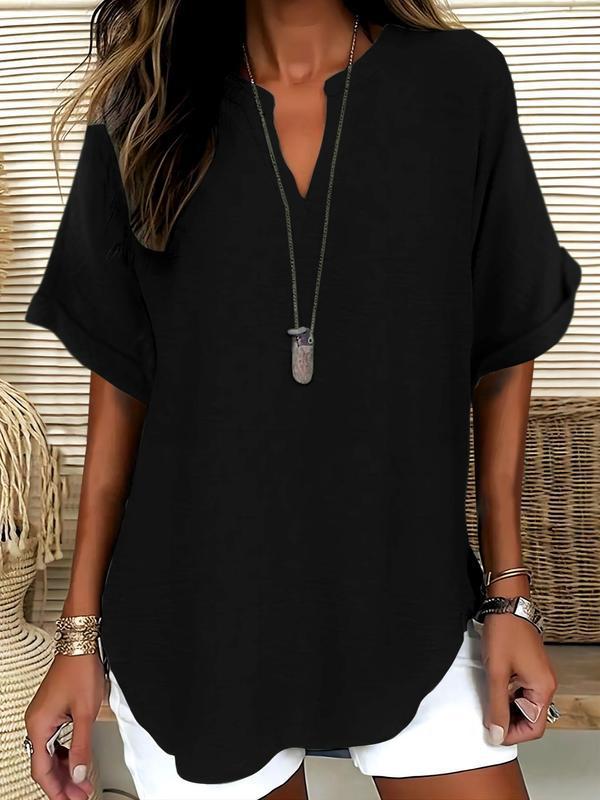 Sophie - Soft-Touch Notched-Neck Blouse
