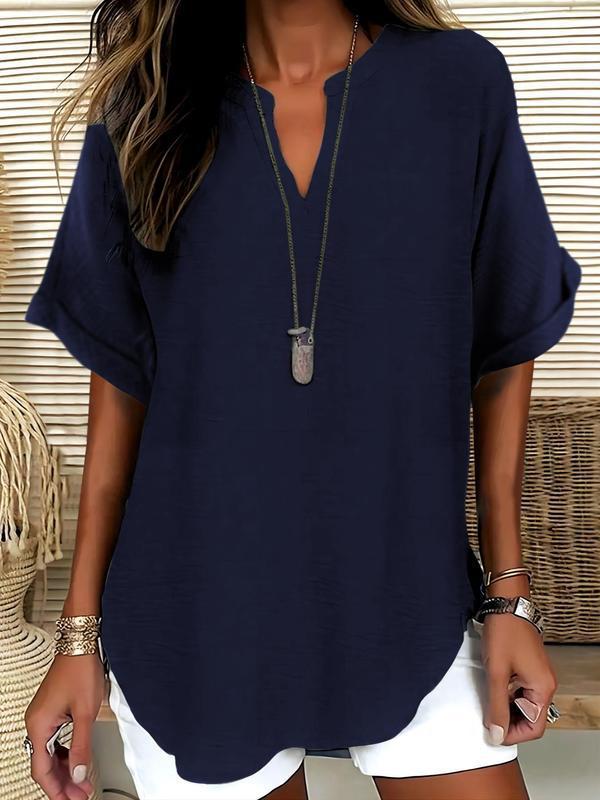 Sophie - Soft-Touch Notched-Neck Blouse