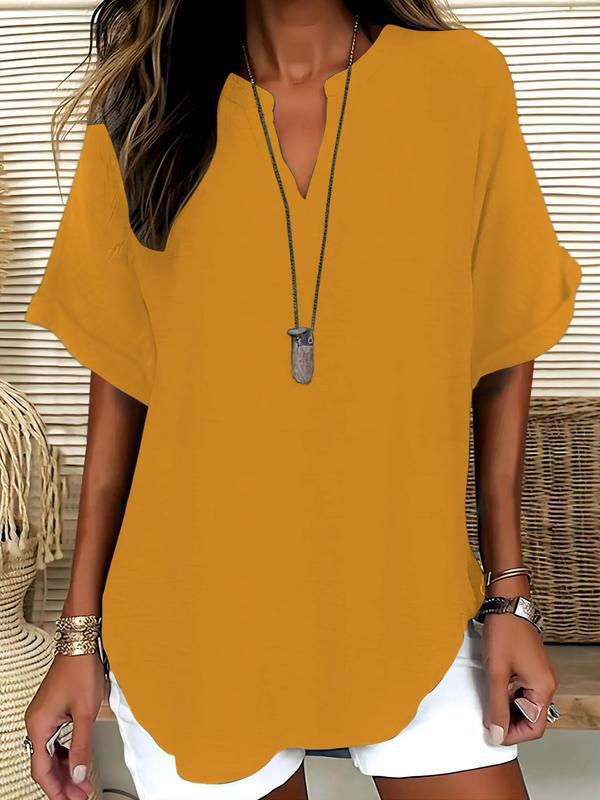 Sophie - Soft-Touch Notched-Neck Blouse